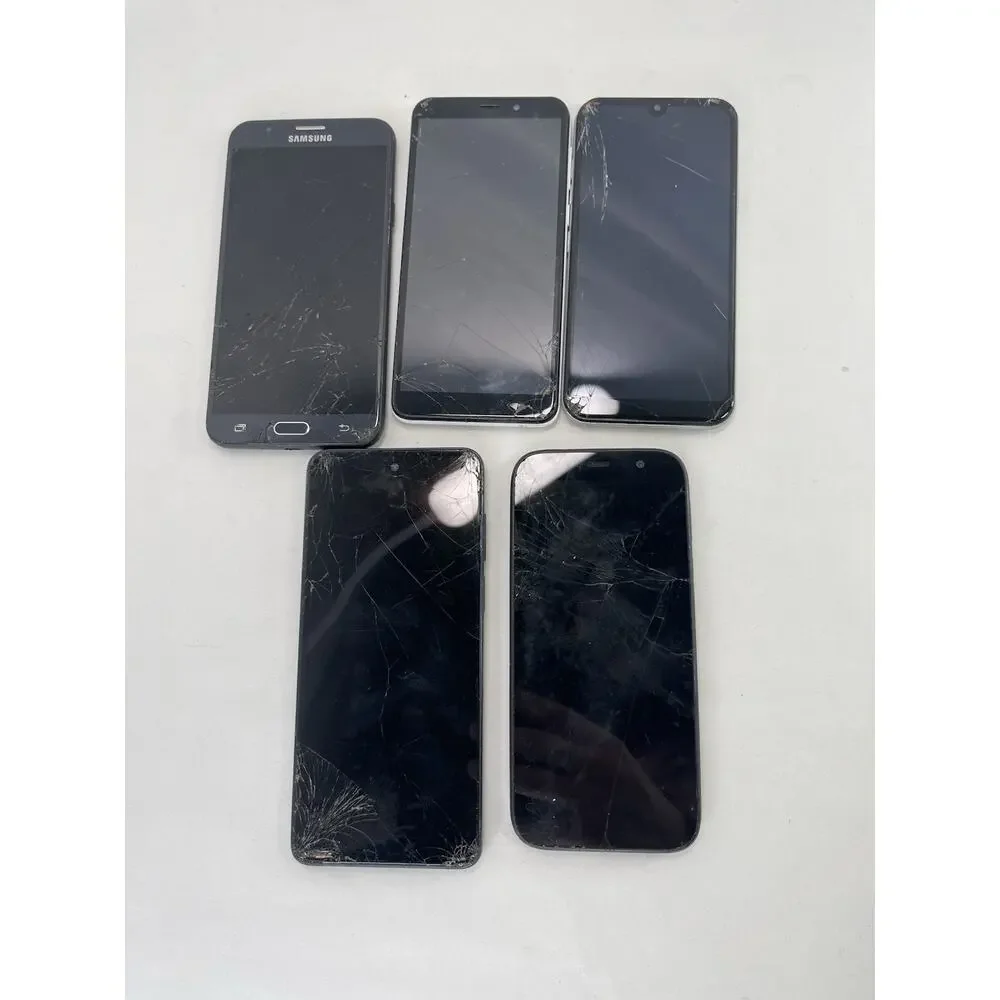 Lot of 6 Cracked Phones Motorola Samsung LG BLU - Parts